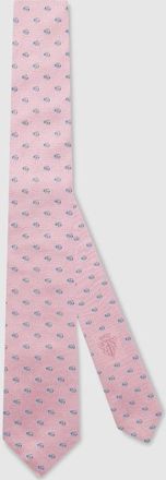 Gucci Double G Silk Jacquard Tie, Pink