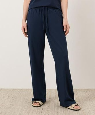 Pact Luxe Essential Wide Leg Pant Made With Organic Cotton in Navy Blue at Nordstrom, Size Xx-Large