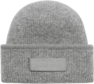 Jacquemus Logo Patch Ribgebreide Muts - unisex - Hoeden - Grijs - ONE Size - Katoen - Accessoires