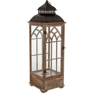 Wanderlust Deco Farol De Madera Marr&oacute;n 31.5x31.5x101h Cm