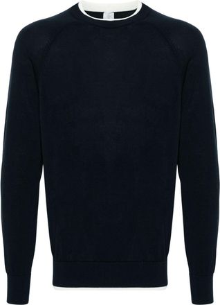 Eleventy layered-trim cotton jumper - men - Cotton - S - Blue