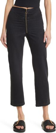 Frame Denim The Zip Up High Waist Ankle Straight Leg Jeans in Lunar at Nordstrom, Size 32