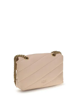 Pinko Womens Shoulder Bag Love Baby Cameo Pink-Antique Gold Calf Leather Pink/antique