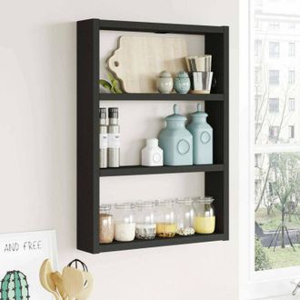 Dmora Dmora - Estanter&iacute;a Albali, Estante, Estante De Pared, Estanter&iacute;as Multiusos, 43x9h60 Cm, Negro, Con Embalaje Reforzado