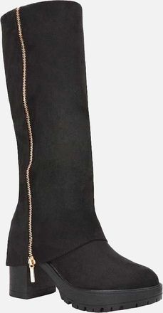 XY London Womens XY London Womens/Ladies Juliana Faux Suede Chunky Knee-High Boots - Black - Size: 7