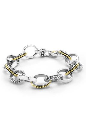 Lagos Signature Caviar Link Chain Bracelet in Two Tone at Nordstrom, Size 7