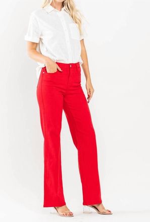 Judy Blue High Waist Non-Distressed Straight Jeans In Red