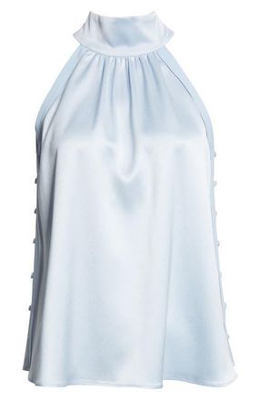 Reiss Andrea Sleeveless Satin Scarf-Neck Top in Blue at Nordstrom, Size 10 Us