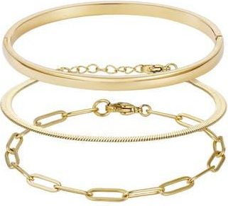Adornia Set of 3 Chain & Bangle Bracelets in Gold at Nordstrom Rack