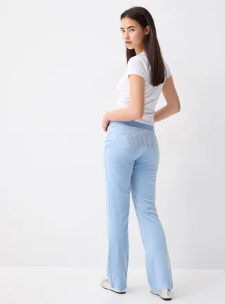 Juicy Couture Womens Diamond logo velvet pant