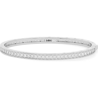 Melinda Maria Ashley Pav&eacute; 18k Gold Plate Cubic Zirconia Cuff in Silver-White at Nordstrom, Size Medium