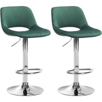 Clp Set De 2 Taburetes De Bar Camden En Terciopelo Verde Metal Cromado