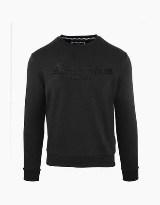 Aquascutum Mens Embroidered Lacoste Lettering Crew Neck Long Sleeve Sweatshirt - Black - Size: 2X large