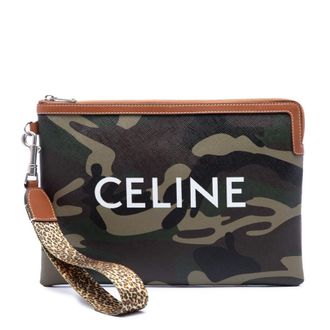 Celine Pre-owned Celine Small Camouflage Coated Canvas Pouch with Strap Unisex 4TW9H8LR81BJQ867