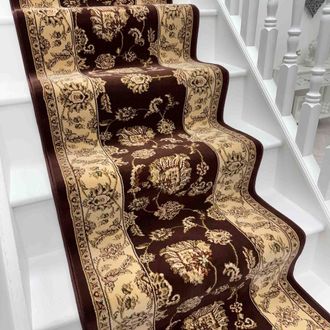 Runrug Stair Runner Carpet - Soft & Comfortable, 0.39 Inch - Legacy in Brown | Size: 66 cm x 570 cm