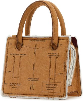 DENTRO Womens Printed Paper Mini Otto Handbag Brown Borse A Mano Bag