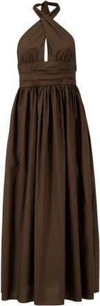 Matteau Keyhole Halter Midi Jurk - Dames - Maxi kleedjes - Bruin - S - Katoen - Kleedjes