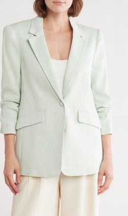 Cinq &agrave; Sept Kylie Linen & Cotton Blazer in Minty Delight/Ivory at Nordstrom Rack, Size 16