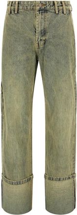 Entire studios Cuff Surface Wave Jeans - Dames - Regular Fit Jeans - Geel - XS - Katoen - Jeans