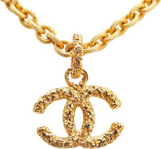Chanel 24CT Gold Plated Lava Collection CC Pendant Necklace