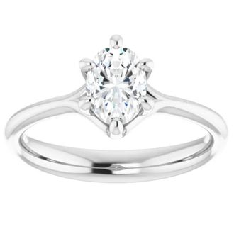 Pompeii3 3/4Ct Oval Solitaire Diamond Engagement Ring Lab Grown 14k White or Yellow Gold