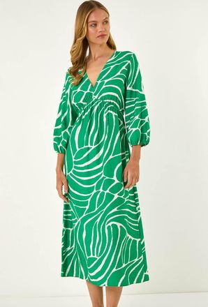 Roman Abstract Geometric Midi Dress