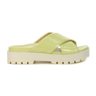Vionic Vesta Patent Synthetic Womens Slides Sandals - Pale Lime - Size:UK 5.5