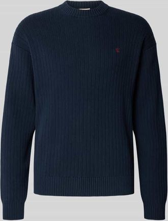 Calvin Klein Jeans Oversized Strickpullover mit gerippten Abschlüssen in Marine, Größe XXL