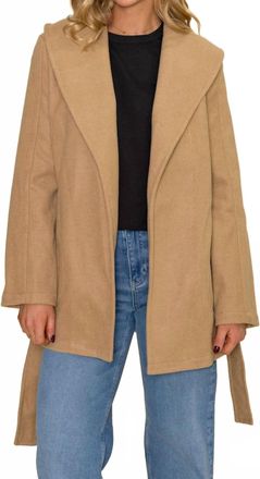 bobi Shawl Collar Belted Coat In Camel