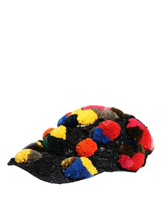 Dolce & Gabbana Womens Multicolor Pom Poms Sequin Embellishment Hat
