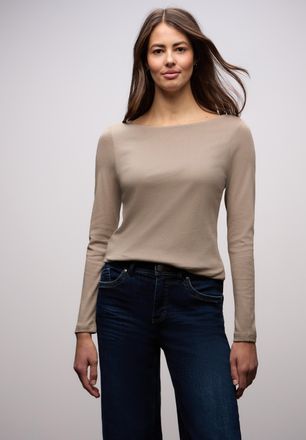 Street One Langarmshirt STREET ONE Style Lanea, Damen, Gr. 34, light terra mocha, Jersey, Obermaterial: 50% Baumwolle, 50% Modal. Futter: 100% Baumwolle, regular