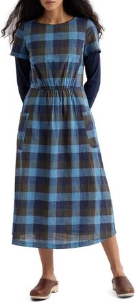Seasalt Cornwall Haneth Check Print Midi Dress in Morden Paddle at Nordstrom, Size 12 Us