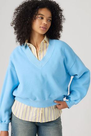 Levi's Vintage V Neck Sweatshirt - Mujer - XS - Blue / Garment Dye Fleece Alaskan Blue