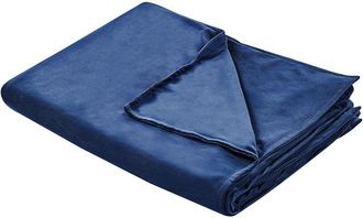 Beliani Funda De Manta Pesada Moderna Tejido Liso Poli&eacute;ster Textil Dormitorio 135 X 200 Cm Azul Marino Rhea