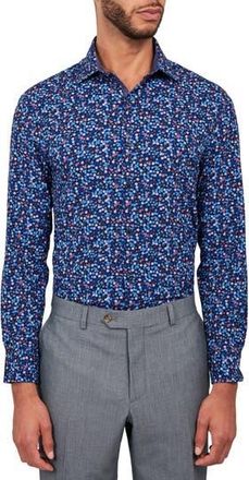 W.R.K Liberty Floral Print Stretch Performance Dress Shirt in Navy at Nordstrom Rack, Size 15.5