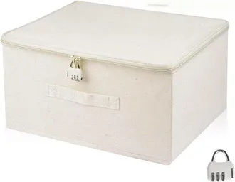 OEM Contenitore Portaoggetti Con Chiusura A Chiave Per Vestiti E Giocattoli, In Tessuto Con Coperchio (beige, 40 X 30 X 21 Cm)