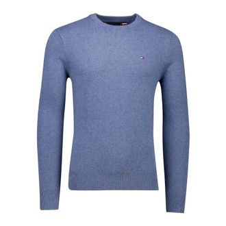 Tommy Hilfiger Truien & Vesten, Heren, Blauw, S, Katoen, Rondgebreide trui met ronde hals