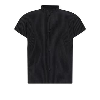 Issey Miyake Short Sleeve Shirts, male, Blue, Size: XL Jj042-15 Short Sleeve Shirt