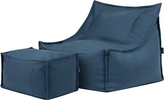 Icon Brand Set puf sill&oacute;n y reposapi&eacute;s exterior en olefina impermeable azul denim