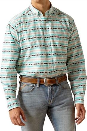 Ariat Mens Jefferson Long Sleeve Shirt In Ice Green