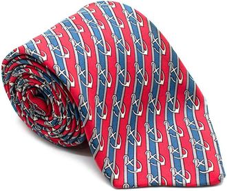 Herm&egrave;s Herm&egrave;s Blue and Red Silk Anchor Tie