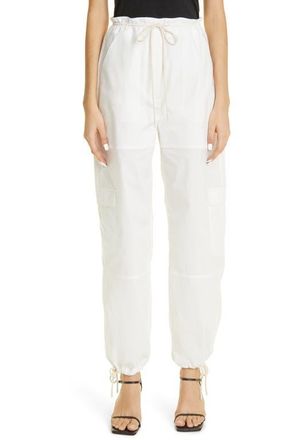 Toteme Organic Cotton Poplin Cargo Trousers in White at Nordstrom, Size 2 Us