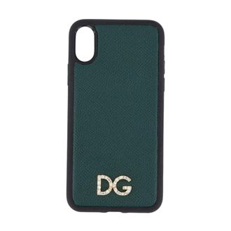 Dolce & Gabbana Groen leren telefoonhoesje - Dames - Telefoonaccessoires - Groen - ONE Size - Leer - Accessoires