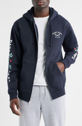 Dark Seas Headmaster III Zip Fleece Hoodie in Navy at Nordstrom, Size Medium