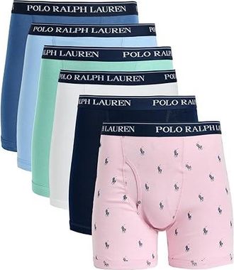 Polo Ralph Lauren Classic Fit Boxer Briefs Mens Underwear Garden Pink/White/Cruise Navy/Modern Royal/Celadon/Austin Blue : 2XL, Cotton