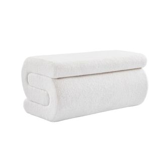 Sweeek Banco de dise&ntilde;o con revestimiento borreguito, 1-2 plazas, crema