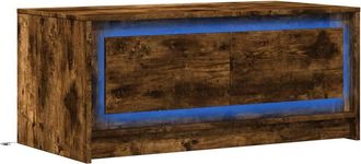 Berkfield Home Durable Coffee Table with LED Lights Smoked Oak Engineered Wood in Brown