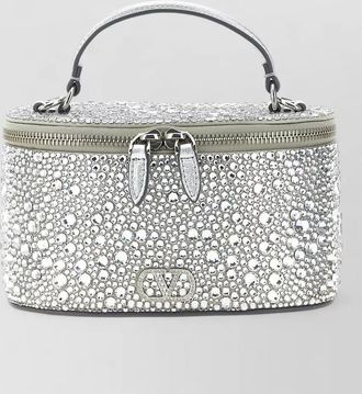Valentino Garavani vain mini satin crystal-embellished clutch bag
