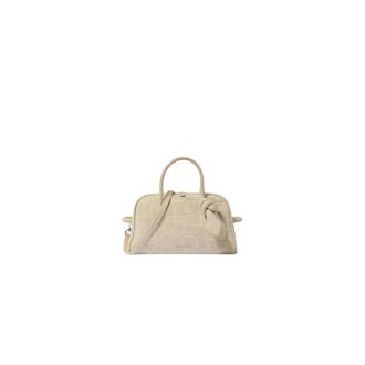Jacquemus Crocodile-Embossed Bowling Bag with Knotted Detail