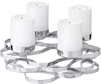 Edzard Hochwertiger Design Adventskranz Anita &oslash; 25 cm - Edelstahl vernickelt